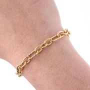 Cadena de fantasía de acero inoxidable 304 Dorado de 6 mm cepillado y trenzado x50cm