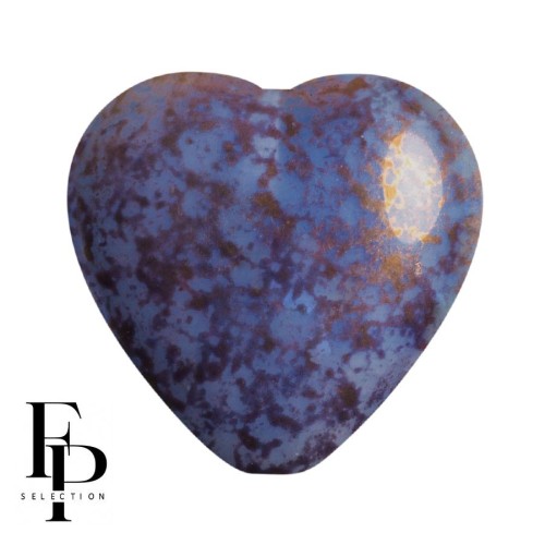 Cuenta corazón de vidrio 16x15 mm - Azul cielo opaco Bronce x1