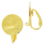 Pendientes clips disco arrugado 15 mm dorado con oro finox2