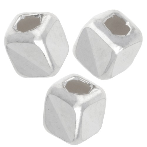 Cuentas cubo espejo 3 mm - Plata 925 x10