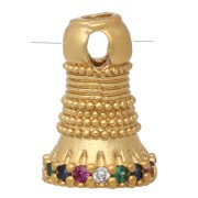 Charm étnico 11x7 mm con óxidos de circonio - Dorado con oro fino - Multicolor|raw }}