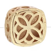 Cuenta cuadrada de 10 mm con cabujón de nácar y óxido de circonio - Dorado con oro fino x1