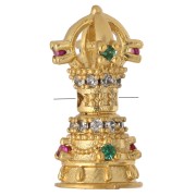 Cuenta étnica 15x7 mm con óxidos de circonio - Dorada con oro fino - Multicolor|raw }}