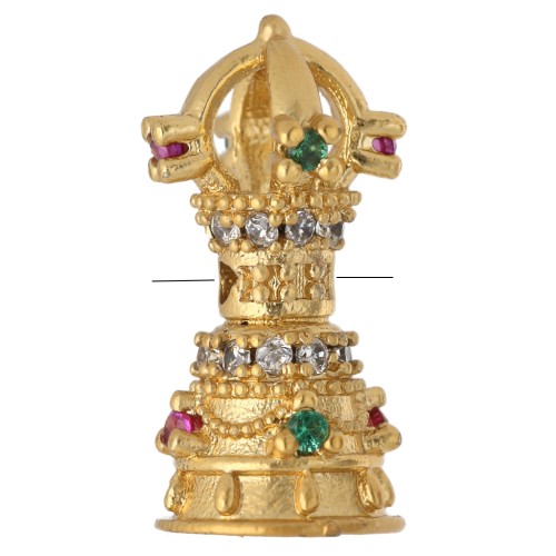 Cuenta étnica 15x7 mm con óxidos de circonio - Dorada con oro fino - Multicolor