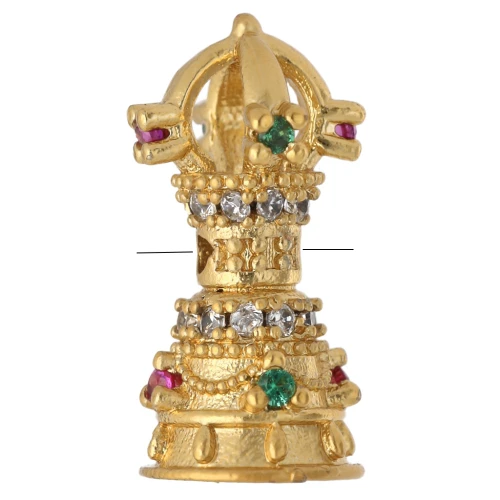 Cuenta étnica 15x7 mm con óxidos de circonio - Dorada con oro fino - Multicolor