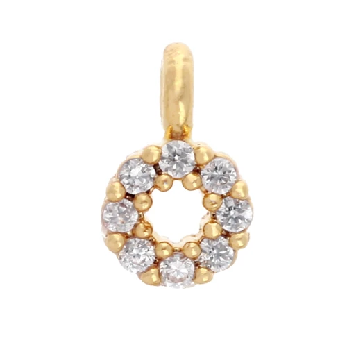 Mini Dije Redondo con Óxido de Circonio de 4 mm - Dorado - Cristal x1