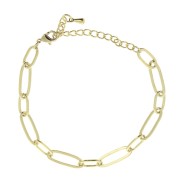 Pulsera malla rectangular alternada con malla ovalada (1x1) - Dorado con oro fino x16,5cm
