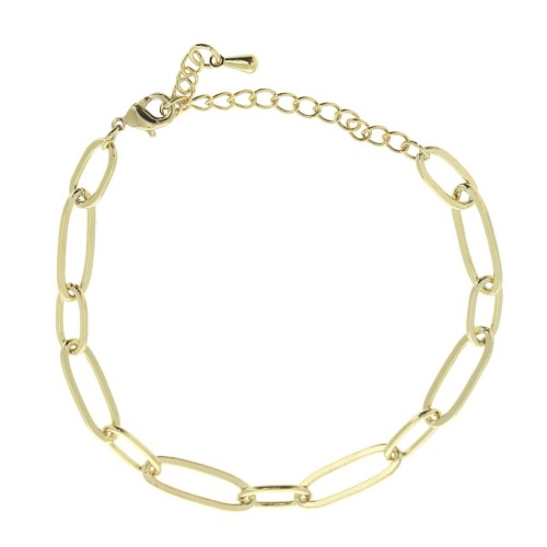 Pulsera malla rectangular alternada con malla ovalada (1x1) - Dorado con oro fino x16,5cm