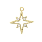 Dije Estrella del Norte con óxidos de circonio - 16x14 mm - Dorado con oro fino x1