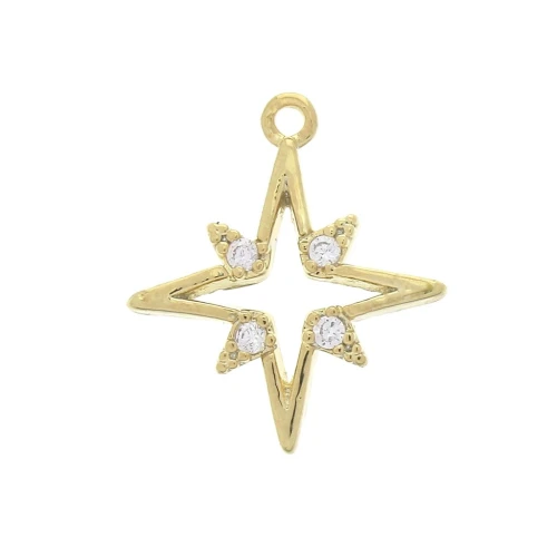 Dije Estrella del Norte con óxidos de circonio - 16x14 mm - Dorado con oro fino x1
