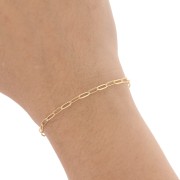 Cadena rectangular estriada de fantasía de 2,5 mm - Dorado con oro fino x50 cm