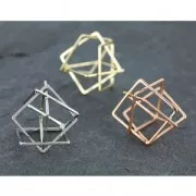 Entrepieza 3D cuadrados entrelazados 24 mm rodiado x1