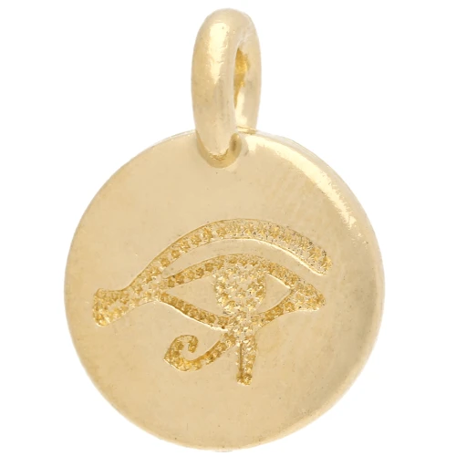 Dije redondo de 12 mm - motivo ojo - Dorado con oro fino x1