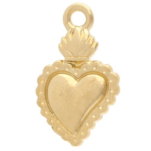 Ex-voto colgante corazón 22x13 mm - Dorado con oro fino x1