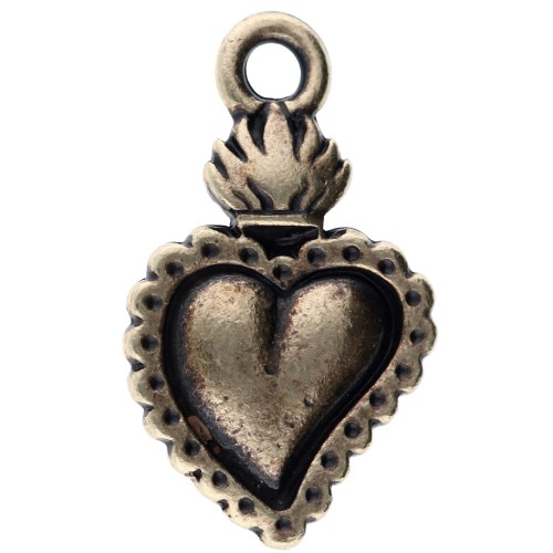 Ex-voto colgante corazón 22x13 mm - Bronce x1