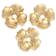 Cuenta rondelle flor 6 mm - Dorado con oro fino x5