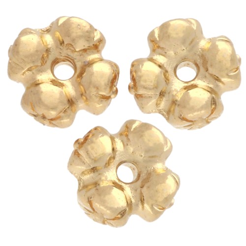 Cuenta rondelle flor 6 mm - Dorado con oro fino x5