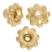 Cuenta rondelle flor 5 mm - Cuenta alineador - Dorado con oro fino x5