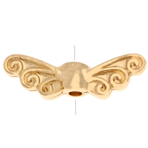 Cuenta Alas de Hada 4x13,5 mm - Dorado con oro fino x1
