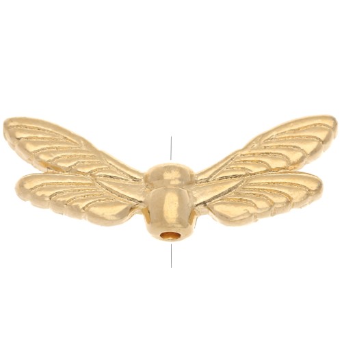 Cuenta alas de libélula 7x20 mm - Dorado con oro fino x1