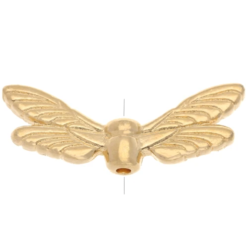 Cuenta alas de libélula 7x20 mm - Dorado con oro fino x1