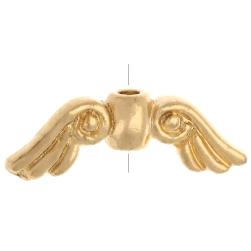 Cuenta alas de ángel 5x14 mm - Dorado con oro fino x1
