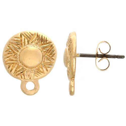 Ganchos pendientes étnicos redondos irregulares 12 mm - Dorado x2
