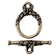 Cierre redondo en T de 15 mm - motivo mariposa - Bronce x1