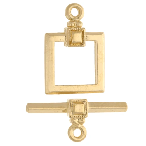Cierre cuadrado en T 18,5x12,5 mm - Dorado con oro fino x1