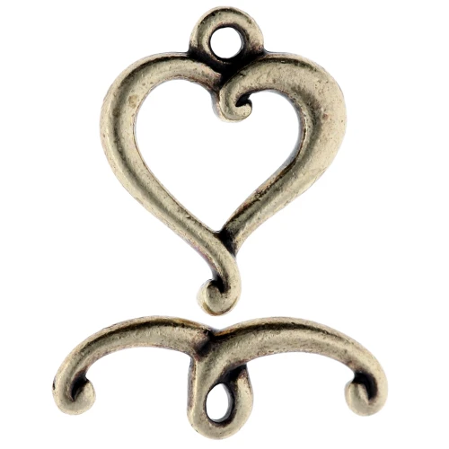 Cierre corazón 17x14 mm - Bronce x1