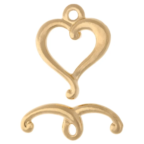 Cierre corazón 17x14 mm - Dorado con oro fino x1