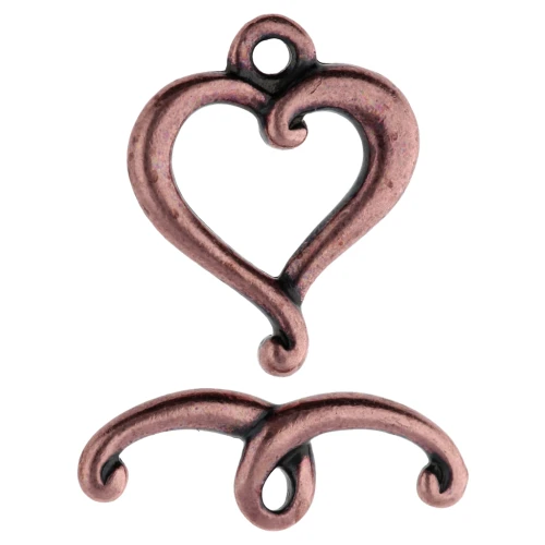 Cierre en forma de corazón 17x14 mm - Cobre envejecido x1