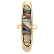 Separador oval 11x28 mm con resina epoxi - Oro - Marrón jaspeado - Nácar x1