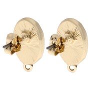 Pendientes ovalados 16x9,5 mm con resina epoxi - Oro - Marrón jaspeado - Nácar x2