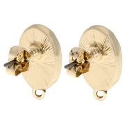 Pendientes ovalados 16x9,5 mm con resina epoxi - Oro - Marrón jaspeado - Nácar x2
