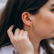 Pendientes de aro redondo martillado 25 mm - del hilo 2,5 mm - Acero inoxidable 316L y 201 x2