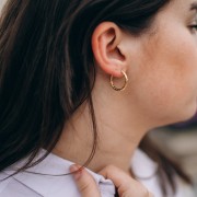 Pendientes de aro redondo martillado 20 mm - del hilo 2,5 mm - Acero inoxidable 316L y 201 x2