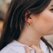 Pendientes de aro martillado 18 mm - del hilo 2,5 mm - Acero inoxidable 316L y 201 x2