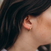 Pendientes de aro redondo martillado 15 mm - del hilo 2,5 mm - Acero inoxidable 316L y Dorado 201 x2