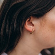 Pendientes de aro redondo martillado 15 mm - del hilo 2,5 mm - Acero inoxidable 316L y 201 x2