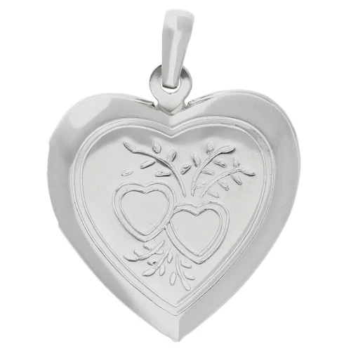 Colgante marco de fotos corazón 26x23 mm - motivo corazones - baño de plata de ley x1