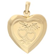 Colgante marco de fotos corazón 26x23 mm - Motivo corazones - Dorado con oro fino x1