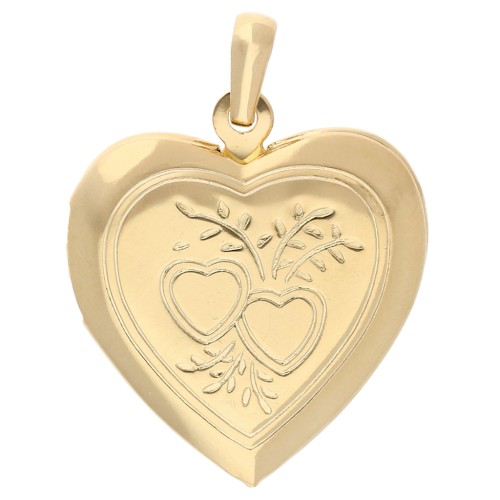 Colgante marco de fotos corazón 26x23 mm - Motivo corazones - Dorado con oro fino x1