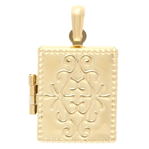 Colgante Marco de Foto Rectángulo 24x18 mm - motivo arabesco - Dorado en oro fino x1