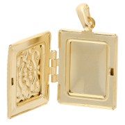 Colgante Marco de Foto Rectángulo 24x18 mm - motivo arabesco - Dorado en oro fino x1