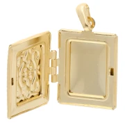 Colgante Marco de Foto Rectángulo 24x18 mm - motivo arabesco - Dorado en oro fino x1