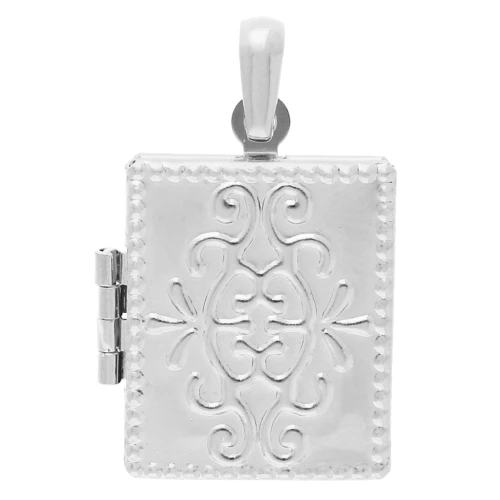Colgante marco de fotos rectángulo 24x18 mm - motivo arabesco - baño de plata fina