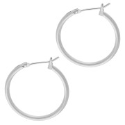 Pendientes de aro redondo 23 mm - Hilo de 1,8 mm - Chapado fino en plata x2