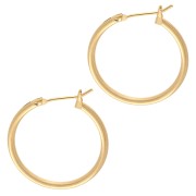 Pendientes de aro redondo 23 mm - Hilo 1,8 mm - Dorado con oro fino x2