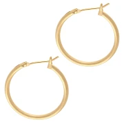 Pendientes de aro redondo 23 mm - Hilo 1,8 mm - Dorado con oro fino x2